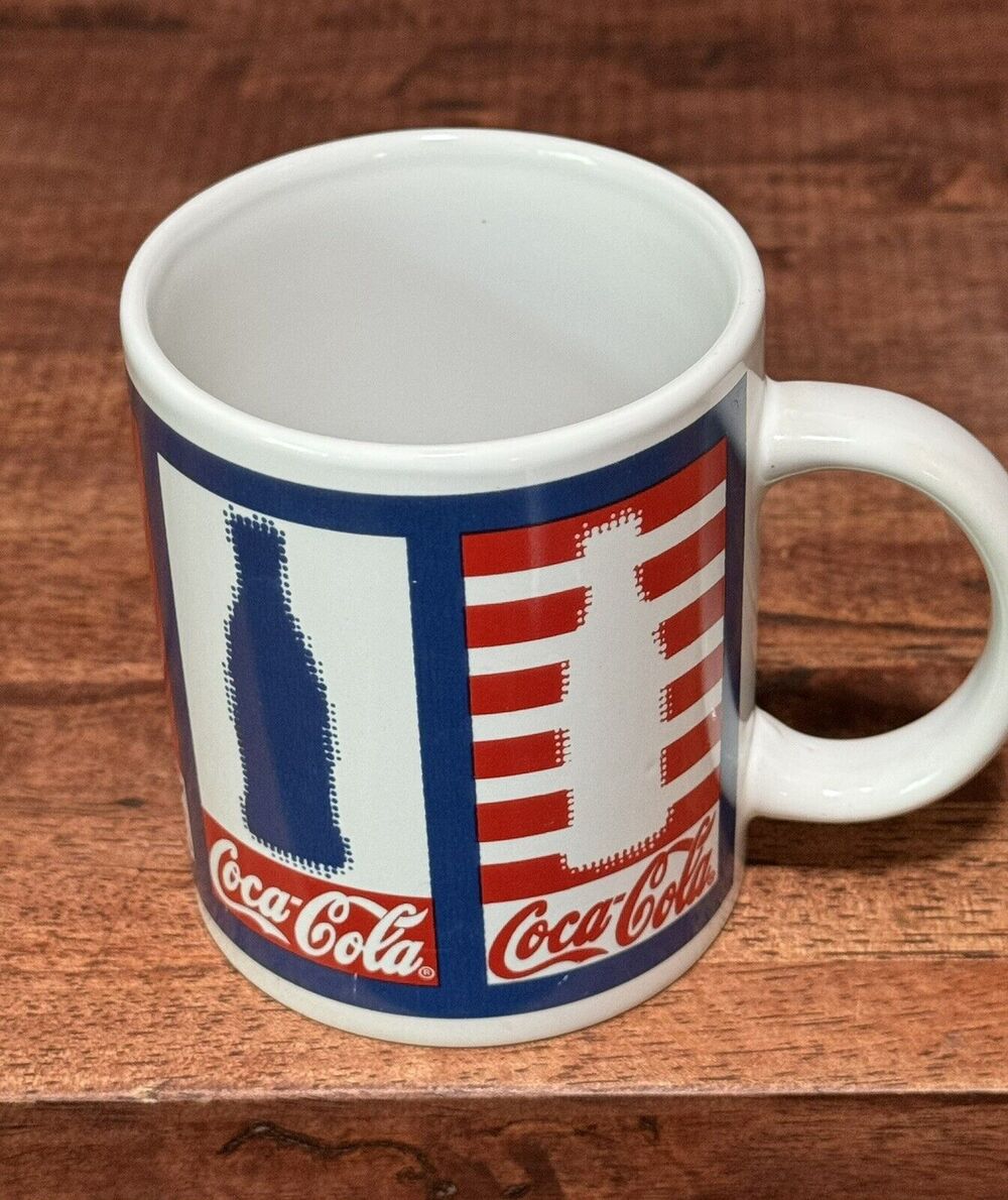 Vintage Coca Cola Red White & Blue Coffee Mug Cup Coke Gibson Patriotic USA